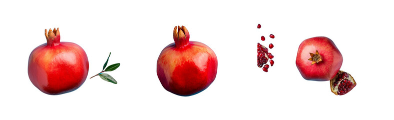 A single pic Pomegranate on transparent background top view