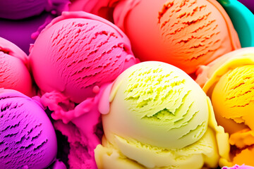 Brightly multicolored background of playful ice cream scoops