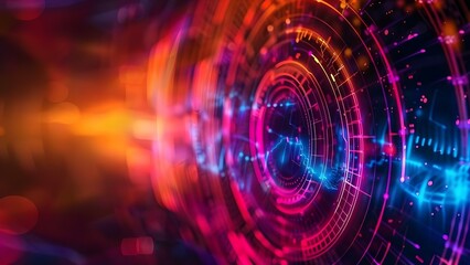 Obraz premium Exploring Cyber Security Technology Through a Futuristic Circular HUD Element in Virtual Reality. Concept Cyber Security Technology, Futuristic Design, Circular HUD Element, Virtual Reality