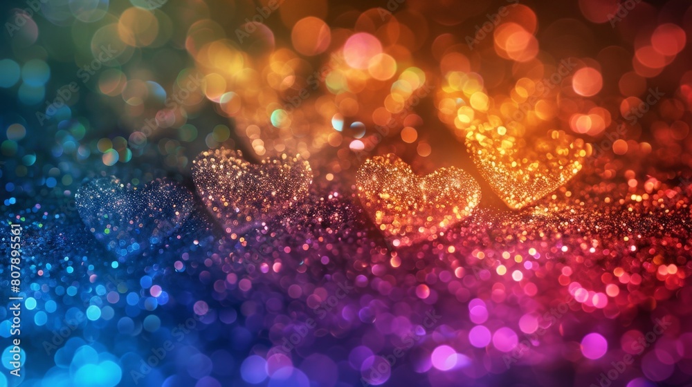 Leinwandbilder Bokeh background featuring multicolored heart shapes. Perfect for adding a vibrant touch to your projects or designs