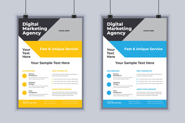 Digital Marketing Agency Corporate Flyer Design Vector Template