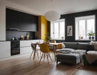 modern living room, interior, room, bedroom, bed, hotel, home, furniture, house, design, luxury, sofa, window, apartment, lamp, living, architecture, living room, wall, contemporary, Generative AI