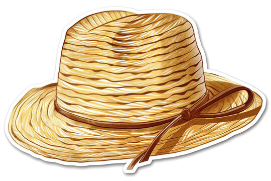 recommend clip art: Beach hat sticker isolated on white background. Summer concept