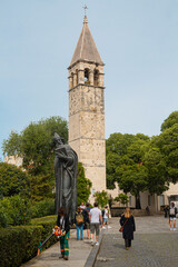 A view of Bell Tower of St. Arnir and Monument to Gregory of Nin in Split, Croatia | Widok na...