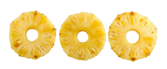 Set of pineapple rings isolated on transparent background