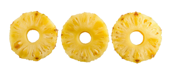Set of pineapple rings isolated on transparent background