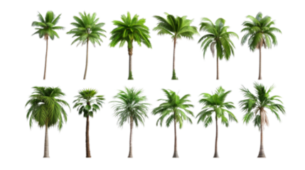 Set of palms isolated on transparent background
