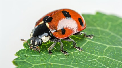 close - up of ladybug on leaf