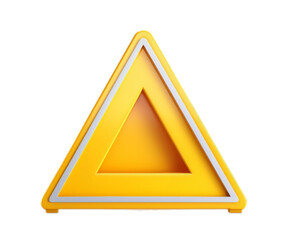 Realistic yellow triangle warning sign isolated on transparent background