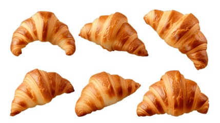 Set of croissants isolated on transparent background