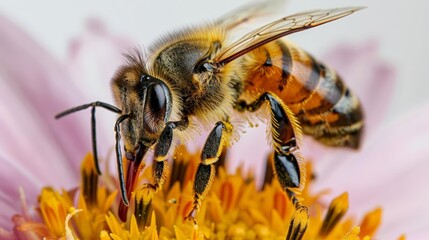 close - up of pollinating bee on flower