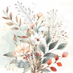 watercolor illustration of a delicate floral arrangement 