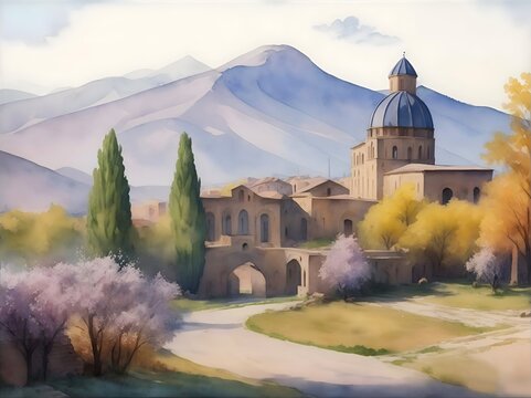 Vanadzor Armenia Country Landscape Illustration Art