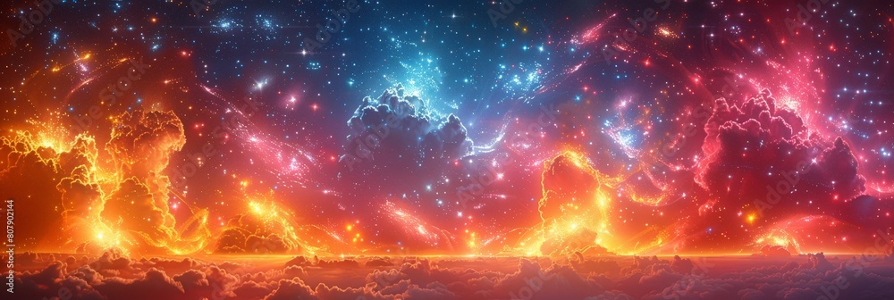 Aufkleber a colorful space featuring swirling fire and billowing clouds creating a dynamic and dramatic panora