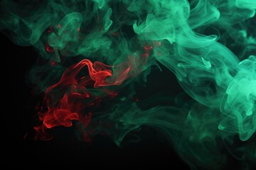 Red, green smoke black background. Color smoke. Water splash. Cosmic stardust.