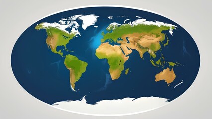 A globe with the continents of Africa and South America. The globe is blue and white. The continents are green and brown