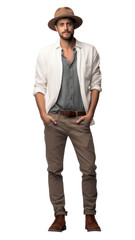 PNG  Fashionable man adult hat white background.