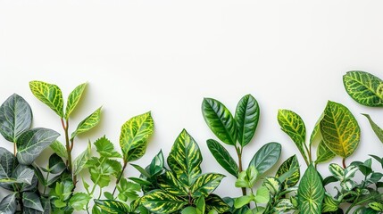 decorative leafy plants with green tones on a isolated background