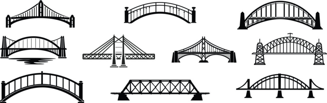Set of bridge, vector illustration.