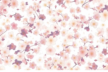 A seamless pattern of delicate cherry blossoms dancing in the wind