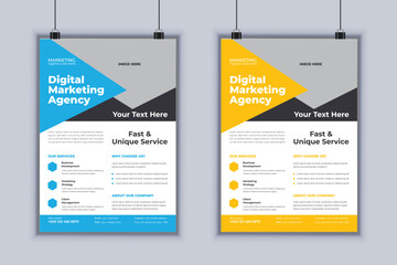 Digital Marketing Agency Corporate Flyer Design Vector Template
