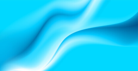 Fototapeta premium Bright blue glossy blurred curved waves abstract background. Vector elegant design