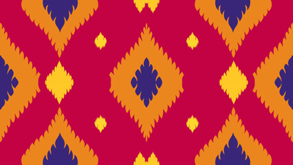 Ikat geometric folklore ornament with diamonds. Tribal ethnic vector texture. Seamless striped pattern in Aztec style. Folk embroidery. Indian, Scandinavian, Gypsy, Mexican, African rug.