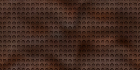 Chocolate waffle cone texture seamless pattern with circular dimples. Sweet choco biscuit bg. Brown crispy wallpaper. Vector illustration with gradient mesh.