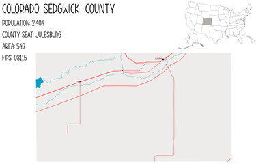 Large and detailed map of Sedgwick County in Colorado, USA.