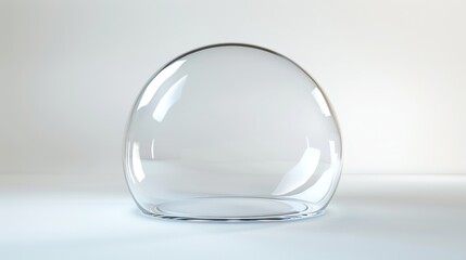 Crystal clear glass dome on white background.