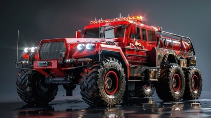 futuristic off-road fire truck vehicle