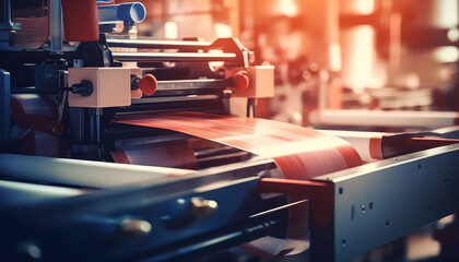 A machine is printing a roll of paper