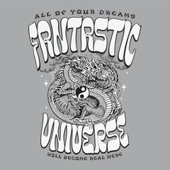 Dragon yin yang design for graphic tee