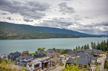 A perfect neighborhood. Luxury houses at waterfront on Kalamalka lake