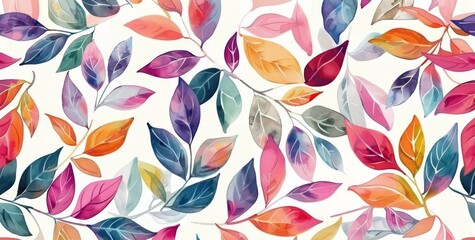 colorful watercolor leaves illustration, for scrapbooking, background, poster