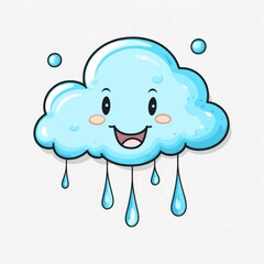 cloud and rain cartoon in white background