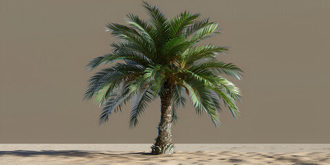 Palm tree on sandy beach in the town of dahab egypt
