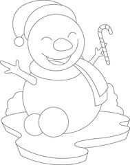 Snowman Christmas Candy cane Vector Graphic Art Illustration