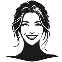 Man smiling face vector silhouette isolated on white background