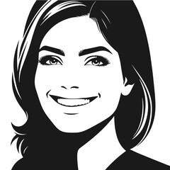 Woman Siling face vector silhouette isolated on white background