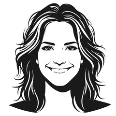 Woman Siling face vector silhouette isolated on white background