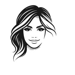 Woman Siling face vector silhouette isolated on white background