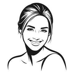 Woman Siling face vector silhouette isolated on white background