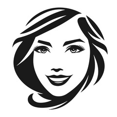 Woman Siling face vector silhouette isolated on white background