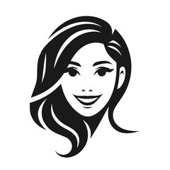 Woman Siling face vector silhouette isolated on white background