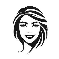 Woman Siling face vector silhouette isolated on white background