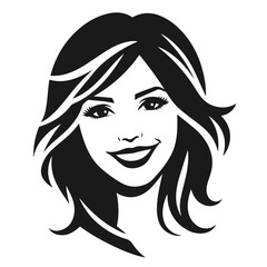 Woman Siling face vector silhouette isolated on white background