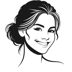 Woman Siling face vector silhouette isolated on white background