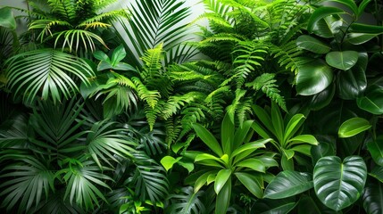 jungle plants in natural habitat a lush green plant stands tall in a natural habitat, surrounded by lush greenery and a clear blue sky