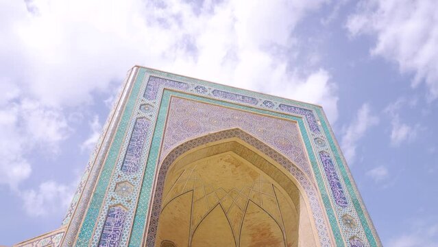 View of Kalan Minaret Emir and Alim Khan madrasah of Po-i-Kalan (Poi Kalan) - islamic religious complex Bukhara, Uzbekistan